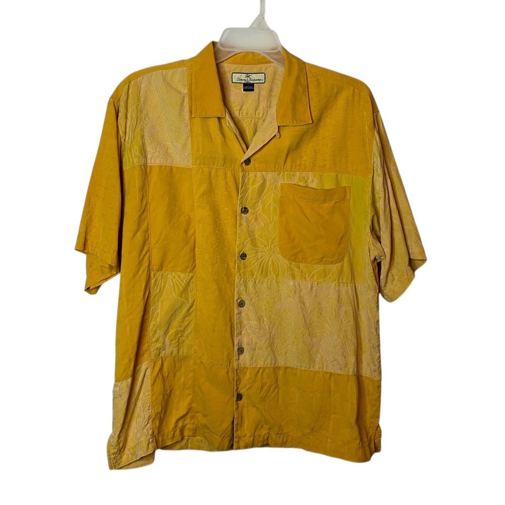 Tommy Bahama Mens 100% Silk Hawaiian Tropical Button Up Shirt Size Large Aloha